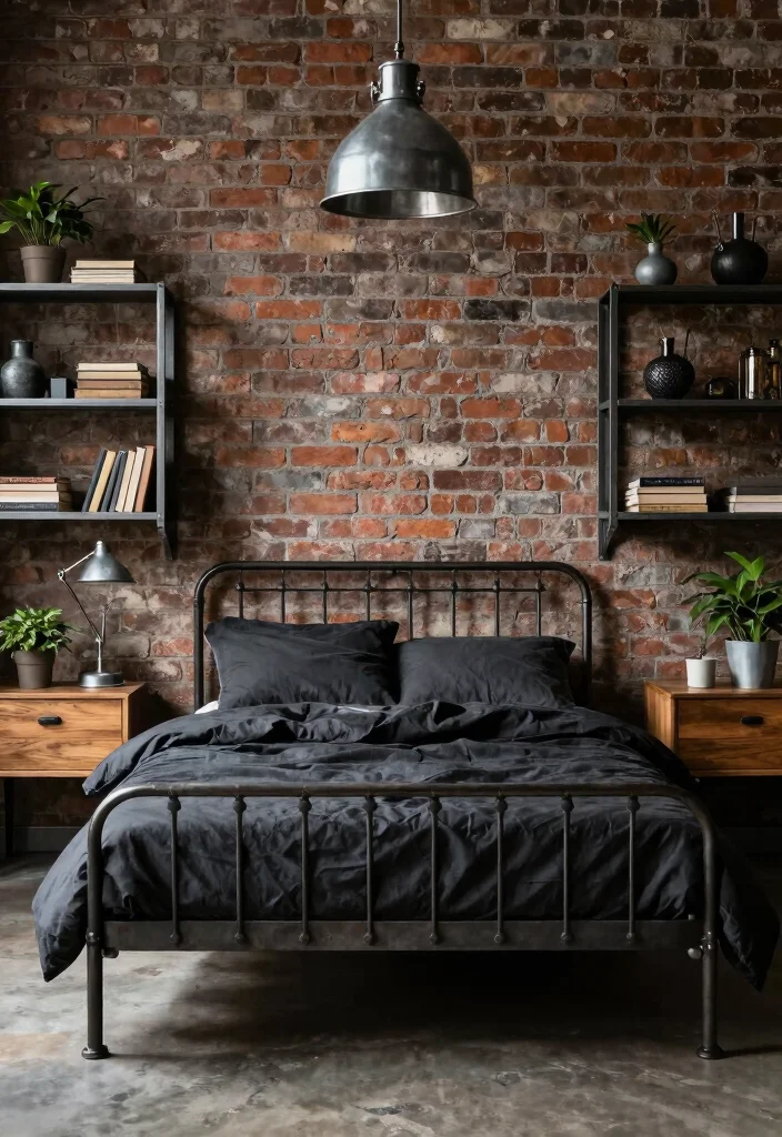 14 Cool Bedroom Ideas for Men That Feel Modern and Personal 1. Industrial Chic with Metal Accents 0