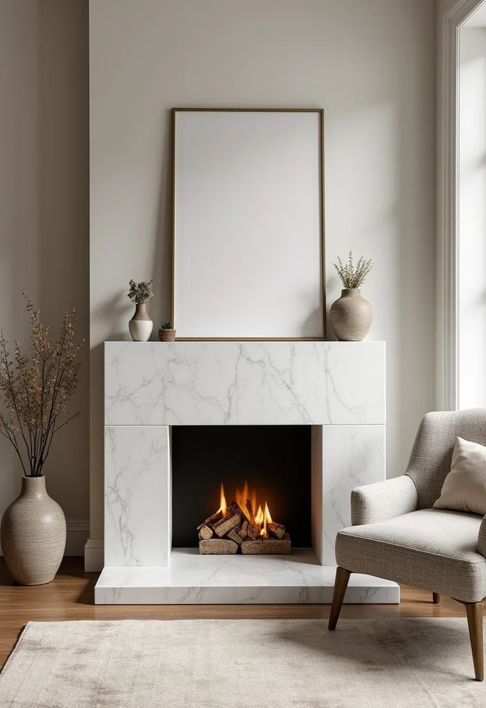 14 Gas Fireplace Wall Ideas for Clean Modern Warmth 1 14 Gas Fireplace Wall Ideas for Clean Modern Warmth - 1. Minimalist Marble Surround