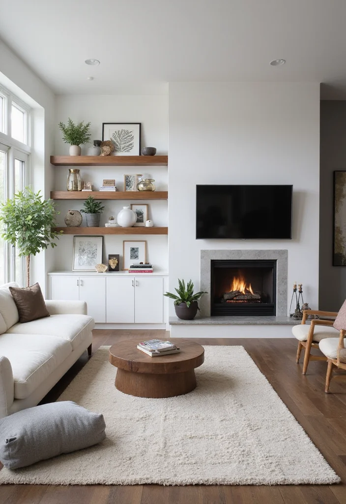 14 Gas Fireplace Wall Ideas for Clean Modern Warmth 133 14 Gas Fireplace Wall Ideas for Clean Modern Warmth - 13. Floating Shelves
