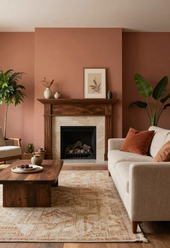 14 Living Room Ideas with Fireplace for a Warm Inviting Layout 6. Earthy Color Palettes 0
