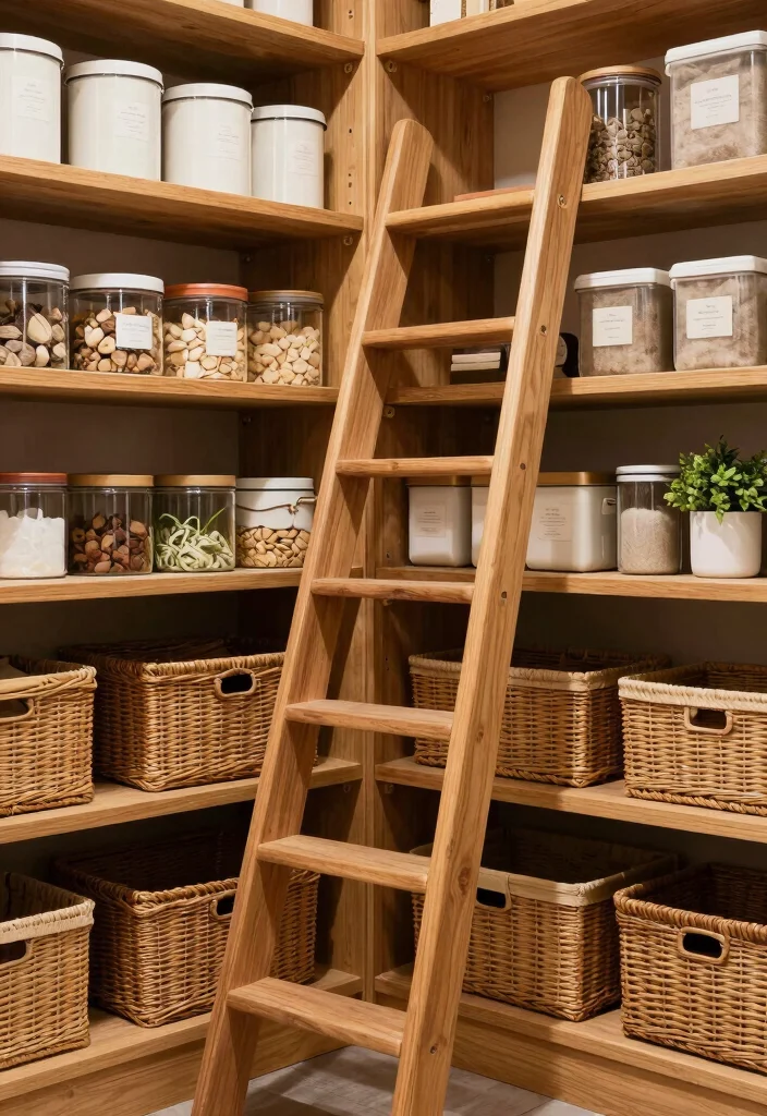 14 Pantry Ideas for Small Kitchens That Stay Organized 13. Incorporate a Pantry Ladder 0
