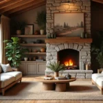 14 Stone and Wood Fireplace Ideas for Natural Cozy Balance