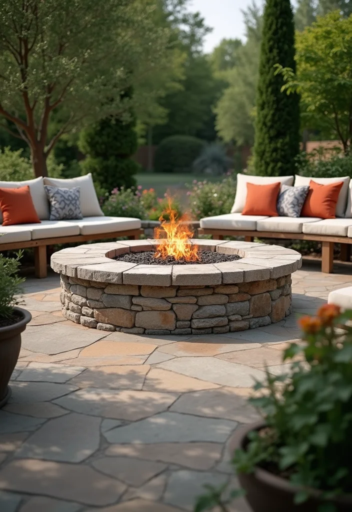 14 Stone and Wood Fireplace Ideas for Natural Cozy Balance 23 14 Stone and Wood Fireplace Ideas for Natural Cozy Balance - 3. Eco-Friendly Stone Fire Pit