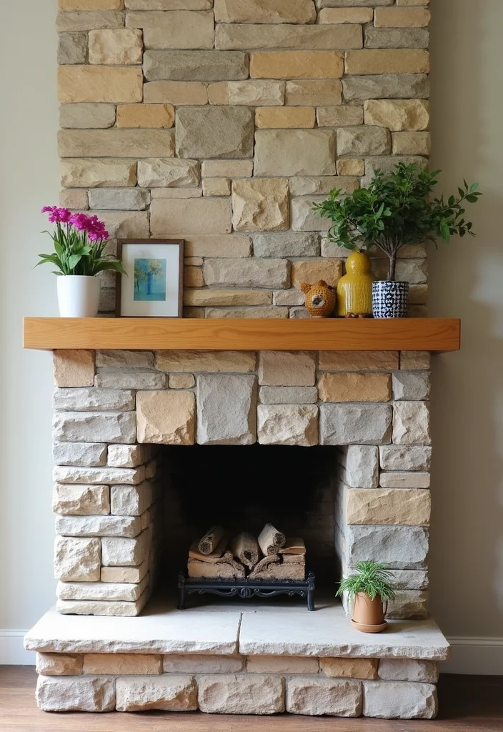 14 Stone and Wood Fireplace Ideas for Natural Cozy Balance 67 14 Stone and Wood Fireplace Ideas for Natural Cozy Balance - 7. Stone Fireplace Makeover