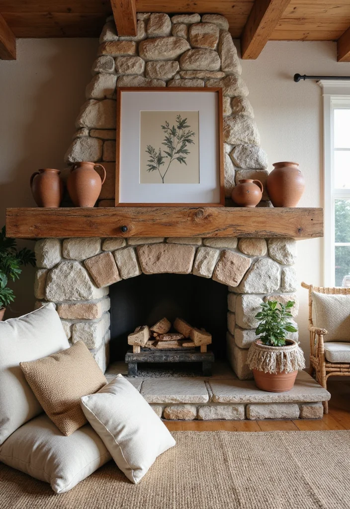 14 Stone and Wood Fireplace Ideas for Natural Cozy Balance 78 14 Stone and Wood Fireplace Ideas for Natural Cozy Balance - 8. Natural Materials Decor