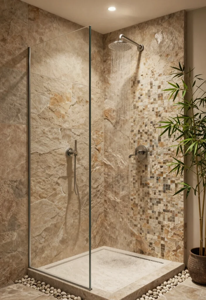 14 Walk In Tile Shower Ideas for a Sleek Open Bathroom 2 14 Walk In Tile Shower Ideas for a Sleek Open Bathroom 2. Natural Stone Serenity 0