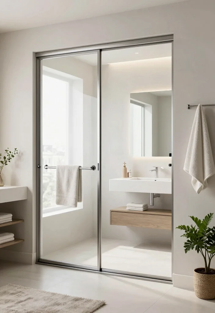 9 Small Bathroom Door Ideas That Improve Layout and Flow 1. Sliding Door Bliss 0