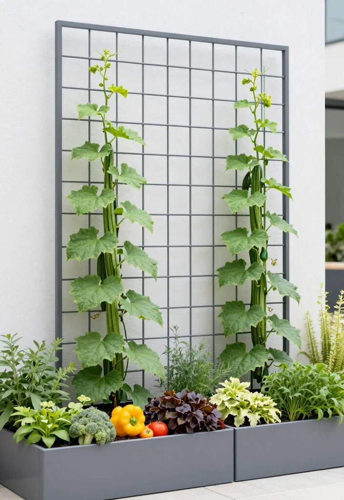 9 Zucchini Vertical Trellis Ideas for Healthy Space Saving Growth 5. Vertical Grid Trellis 0