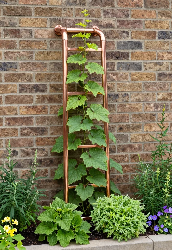 9 Zucchini Vertical Trellis Ideas for Healthy Space Saving Growth 8. Copper Pipe Trellis 0