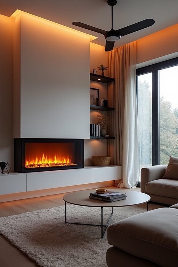electric fireplace fan heats room independently