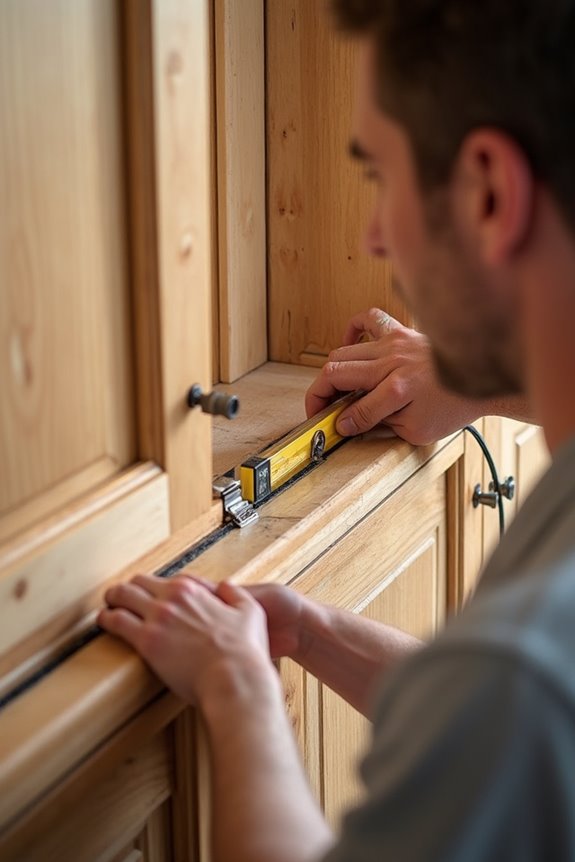 level cabinets with shims plumb