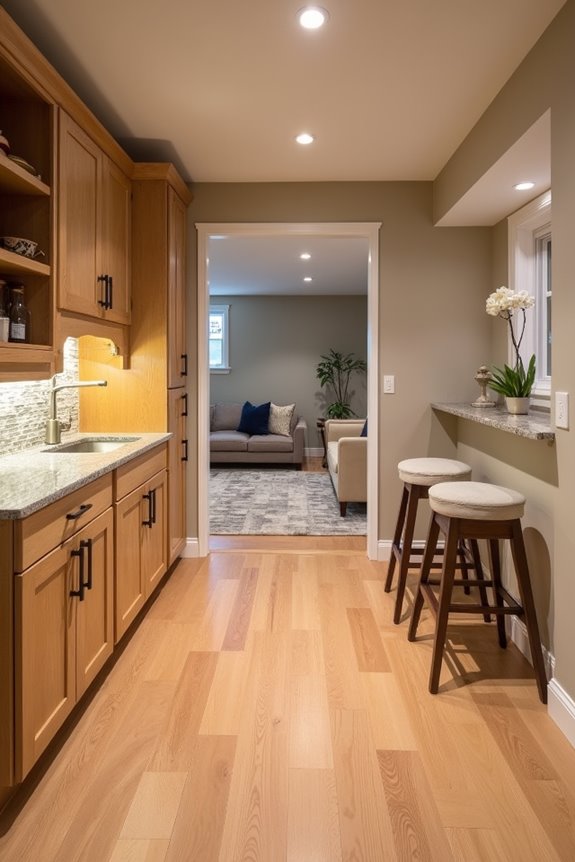 luxury vinyl plank built ins kitchenette