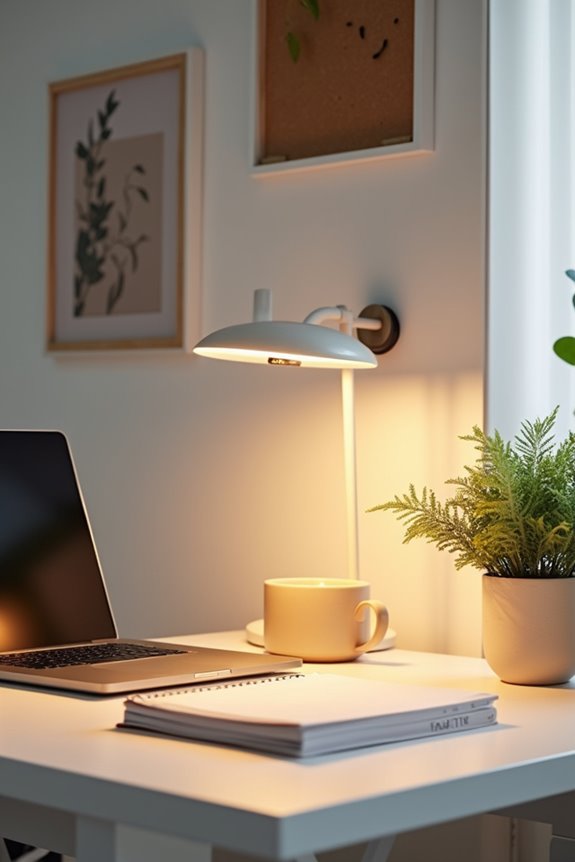 warm lamps inviting scented workspace